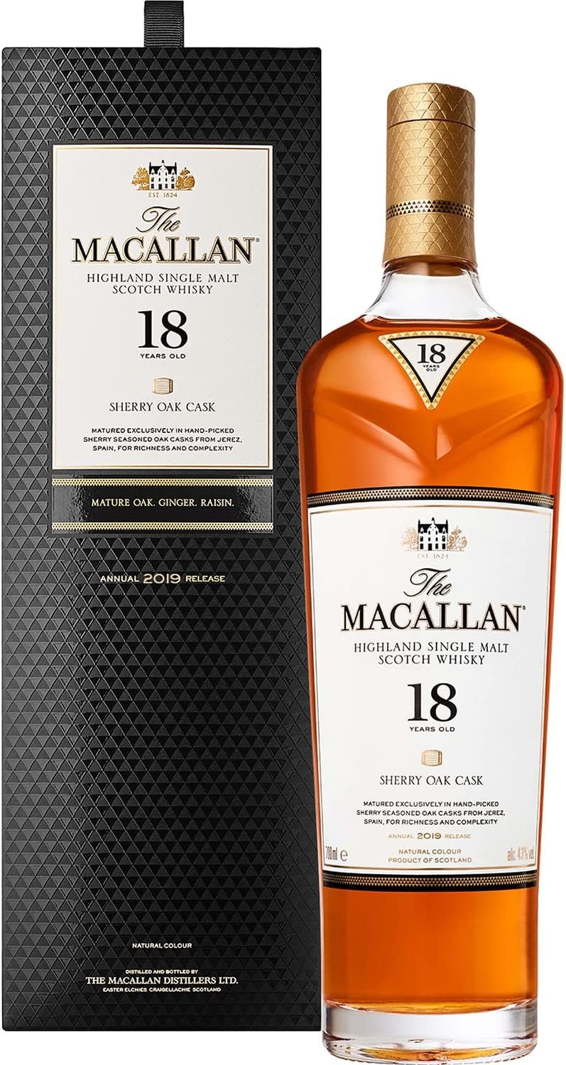 The Macallan Sherry Oak 18 Years Old Whisky, 700ml (Packaging may vary)