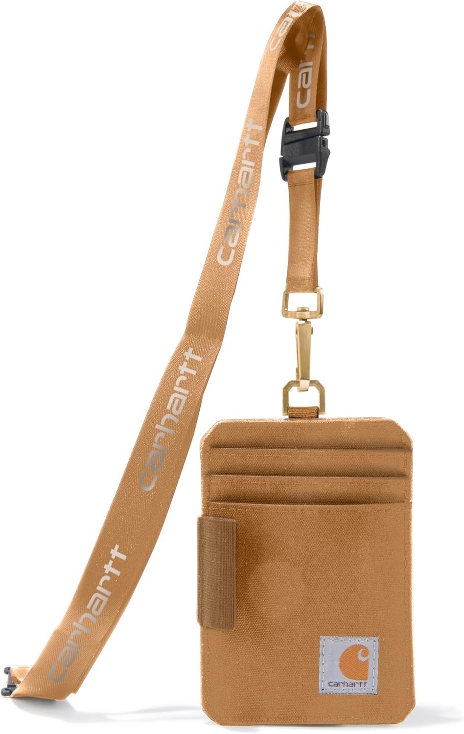 Carhartt unisex adult Nylon Duck Id Holder and Lanyard, Water-repellent Canvas Id Holder With Reflective Lanyard Wallet, Nylon Duck (Carhartt Brown), One Size US