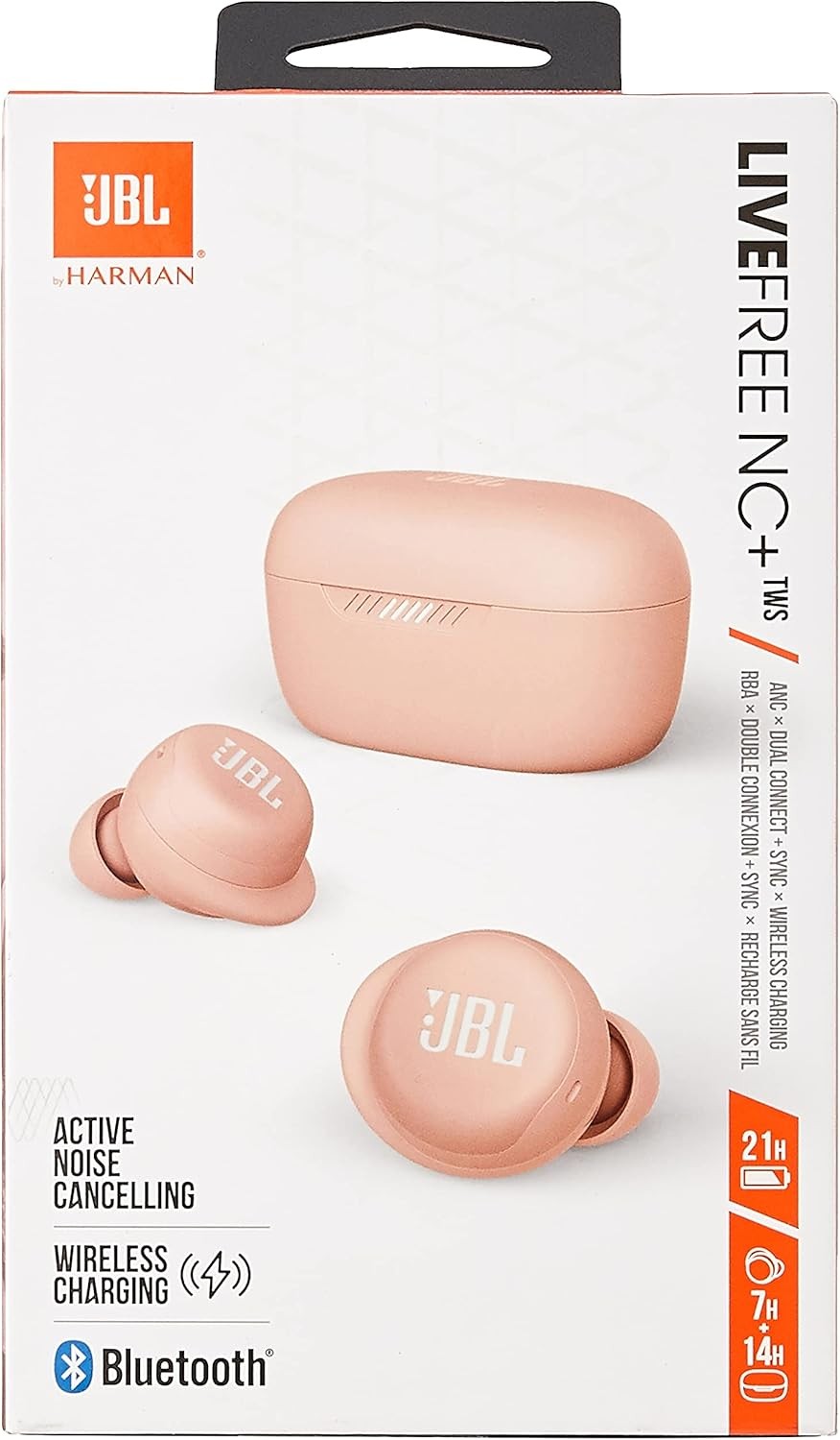 JBL JBLLIVTWSROS Live Free Noise Cancelling Plus True Wireless Sweatproof In-Ear Headphones, Up to 21 hours of battery life - Rose