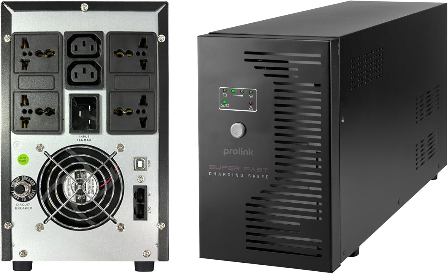 Prolink PRO3000SFCU 3000VA 1800W Line Interactive UPS With AVR/USB Port Super Fast Charging/ 4x Universal Sockets / 2x IEC Sockets