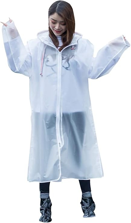 EVA Raincoat Waterproof Rain Poncho with Hoods and Sleeves Reusable Unisex Men Women Long Rain Cape