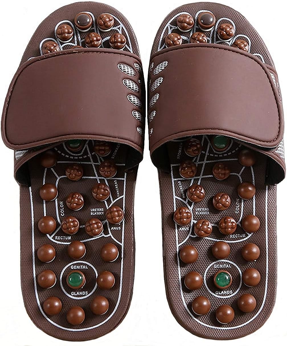 MXton Spring Jade Reflexology Massage Slippers Plantar Acupoint Foot Therapy Sandals For Men & Women (S(36-39))
